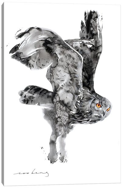 Owlie Flight II Canvas Art Print - Soo Beng Lim