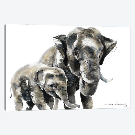 Elephant Power Canvas Print #LIM332} by Soo Beng Lim Canvas Wall Art