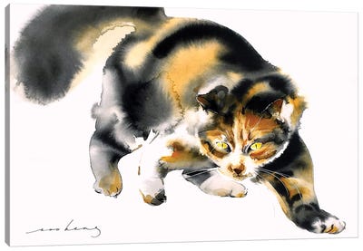 Go Getter Cat Canvas Art Print - Calico Cat Art