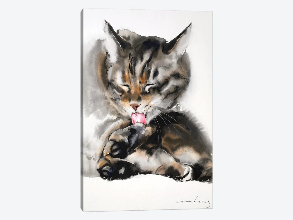 Grooming Session Cat II by Soo Beng Lim 1-piece Art Print