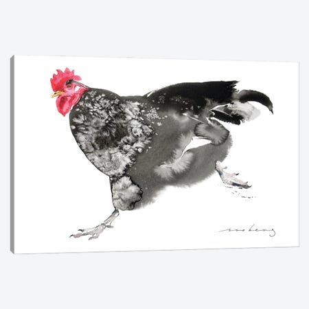 Chicken Sprint Canvas Print #LIM362} by Soo Beng Lim Canvas Art Print