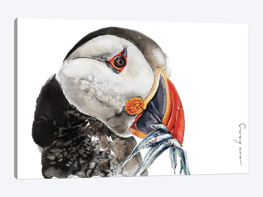Puffin Feed by Soo Beng Lim 1-piece Art Print