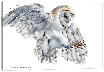 White Owl Canvas Art Print - Soo Beng Lim