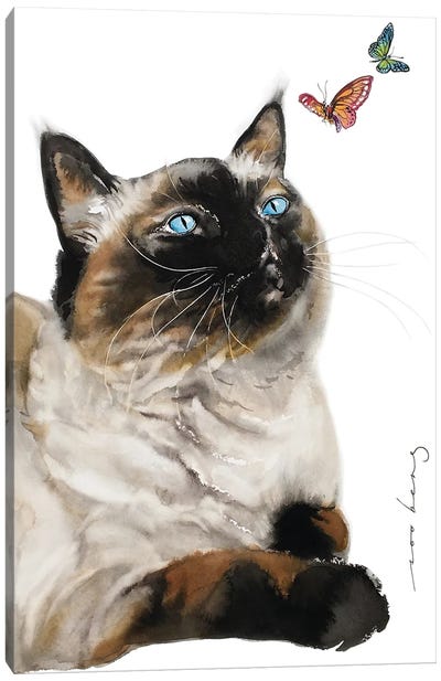 Cat Transfixe Canvas Art Print - Siamese Cat Art