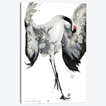 Prancing Crane Canvas Print #LIM381} by Soo Beng Lim Art Print