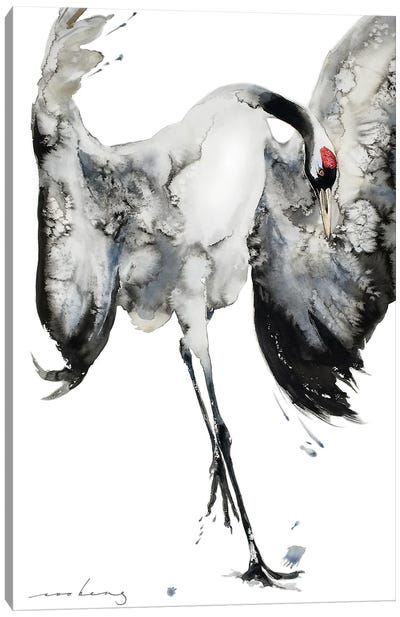 Prancing Crane Canvas Art Print - Soo Beng Lim