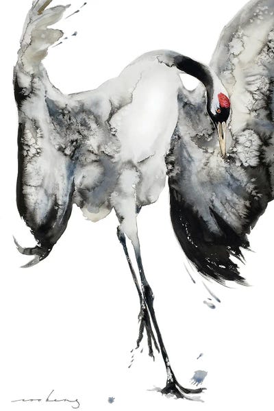 Black & White & Red: Prancing Crane by Soo Beng Lim