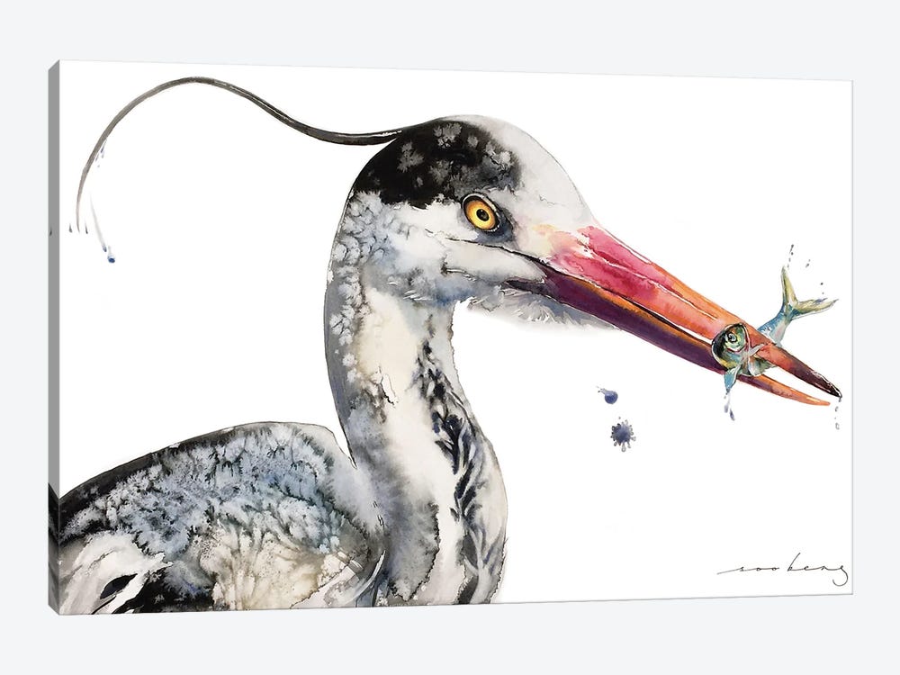 Blue Heron by Soo Beng Lim 1-piece Canvas Artwork
