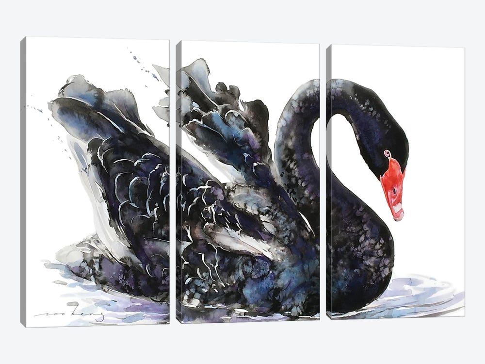 Dark Swan Beauty by Soo Beng Lim 3-piece Art Print