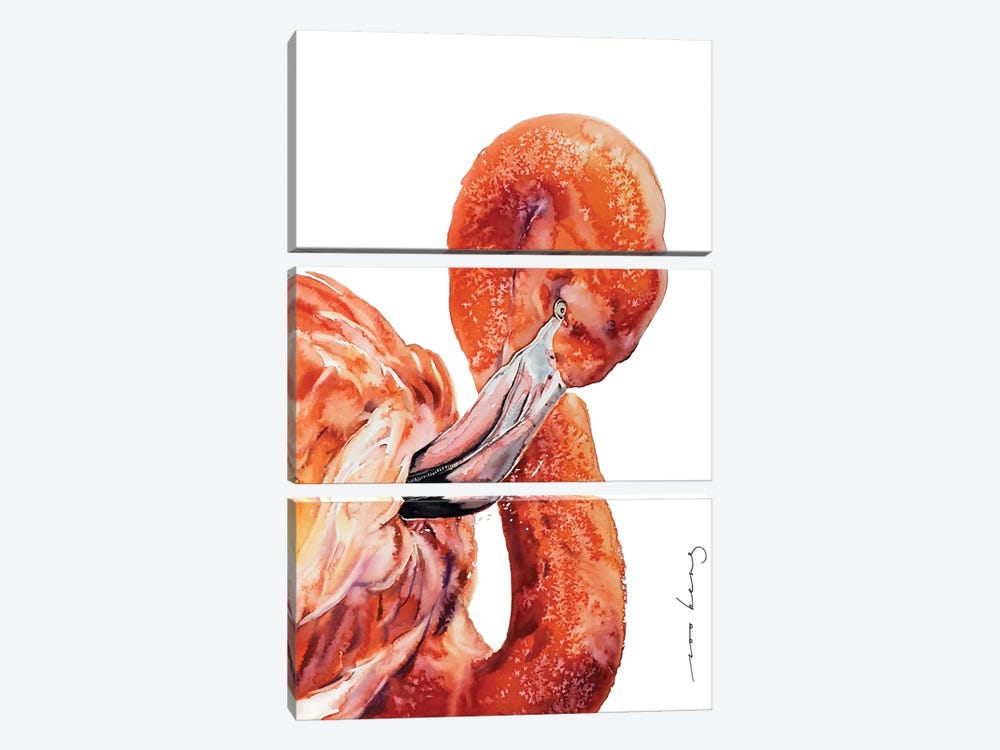 Flamingo Chic by Soo Beng Lim 3-piece Canvas Wall Art