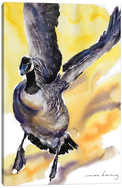 Gander Takeoff Canvas Art Print - Goose Art