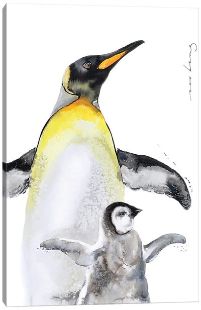 Penguin Menage Canvas Art Print - Penguin Art