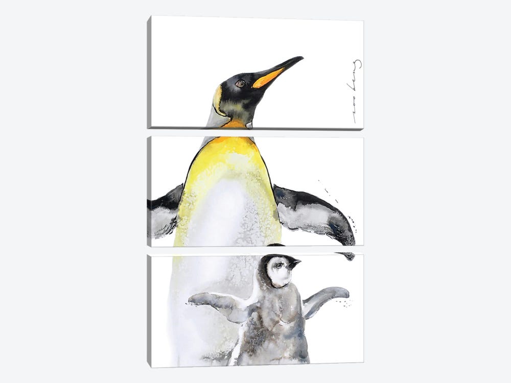 Penguin Menage by Soo Beng Lim 3-piece Canvas Art