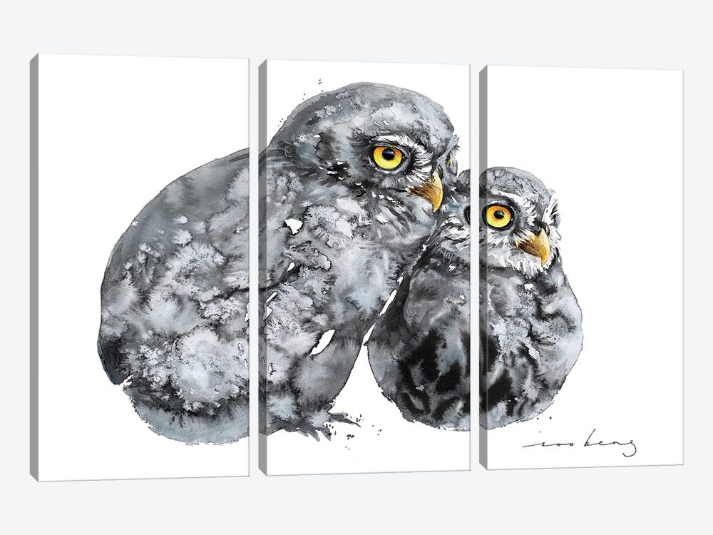 Chicky Owls by Soo Beng Lim 3-piece Canvas Wall Art