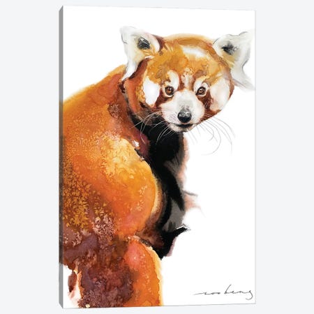 Red Panda Charm Canvas Print #LIM443} by Soo Beng Lim Canvas Wall Art