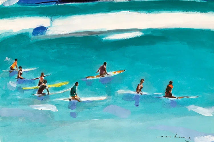 Wave of Surfers Canvas Artwork by Soo Beng Lim
