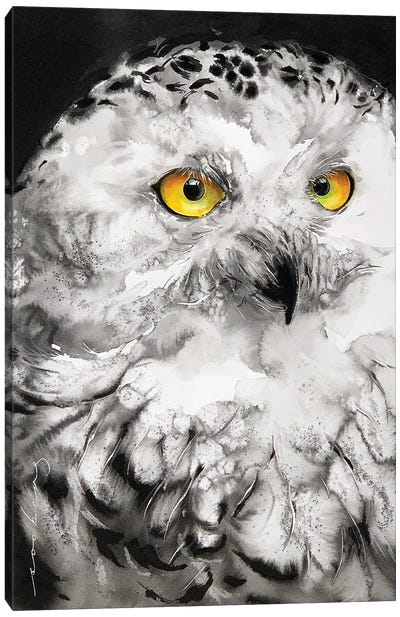 Lumi Owl Canvas Art Print - Black, White & Yellow Art