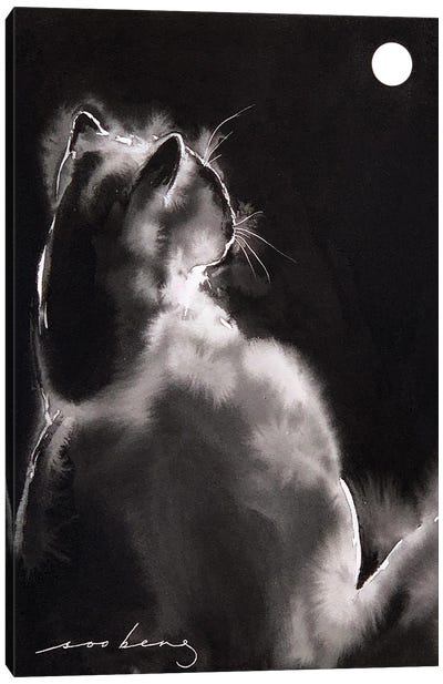 Moonlite Cat Canvas Art Print - Soo Beng Lim