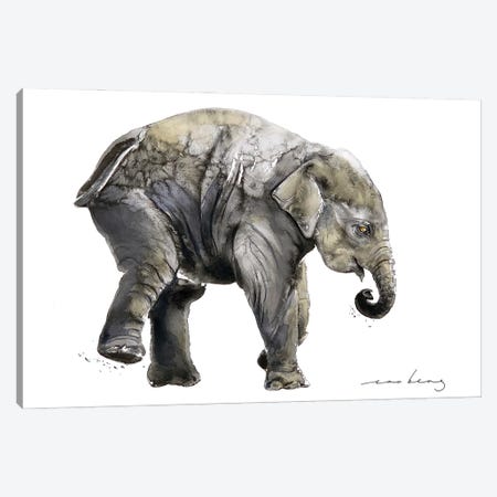 Prancing Elephant Canvas Print #LIM464} by Soo Beng Lim Canvas Art Print