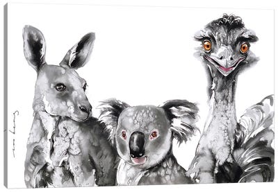 Aussie Pals Canvas Art Print - Kangaroo Art