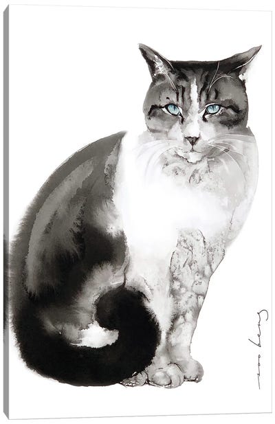 Cat Charm Canvas Art Print - Tuxedo Cat Art