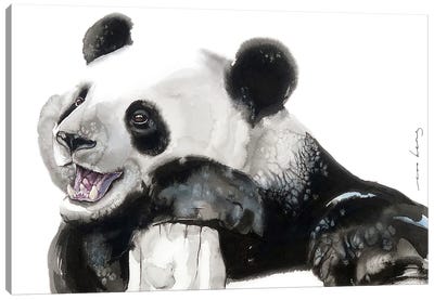 Happy Panda Canvas Art Print - Panda Art
