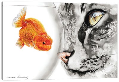 Yin And Yang Magnified Canvas Art Print - Goldfish Art