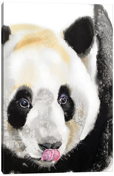 Cheeky Panda Canvas Art Print - Panda Art