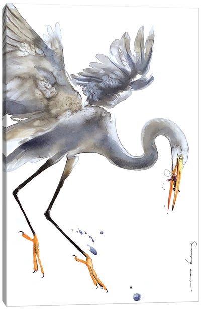 Egret Artistry Canvas Art Print - Egret Art