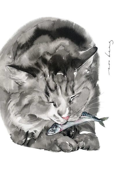 Kitty Meal by Soo Beng Lim multi panel art