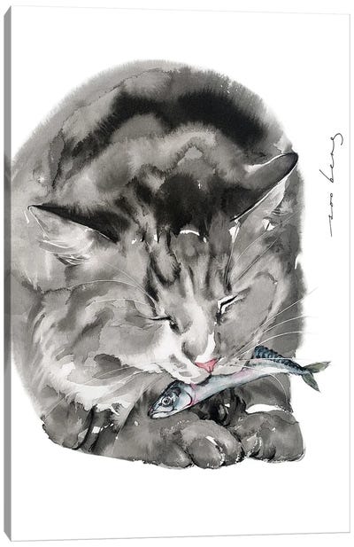 Kitty Meal Canvas Art Print - Soo Beng Lim