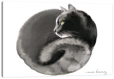 Snug Kitten Canvas Art Print - Black Cat Art