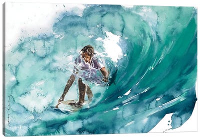 Stellar Surf Canvas Art Print - Turquoise Art