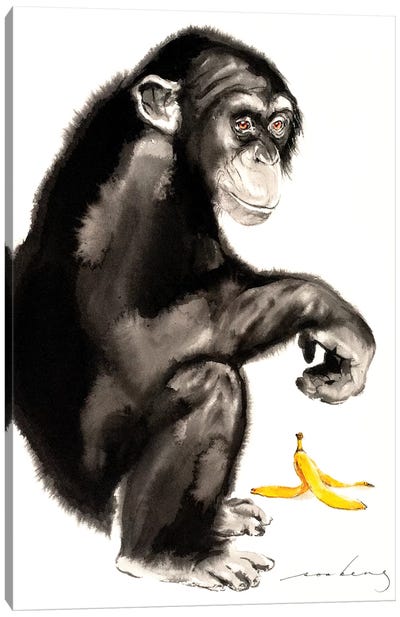 Naughty Corner II Canvas Art Print - Chimpanzee Art