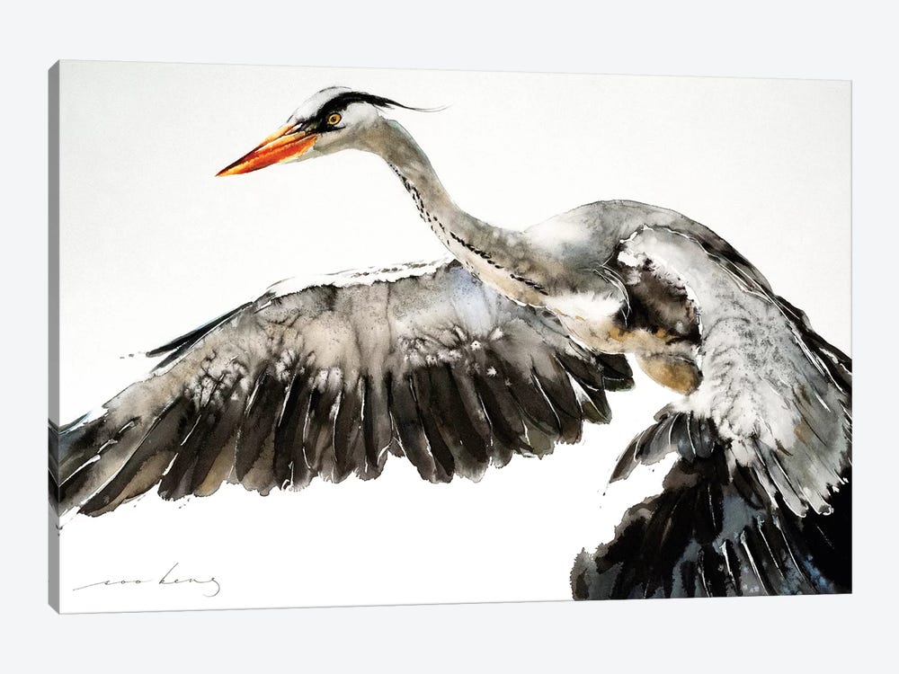 Stork in Flight I by Soo Beng Lim 1-piece Canvas Artwork