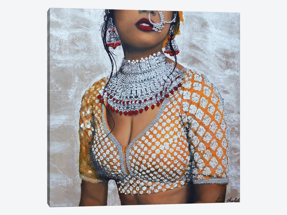 Indian Couture I (Silver) by Linda Charles 1-piece Canvas Wall Art