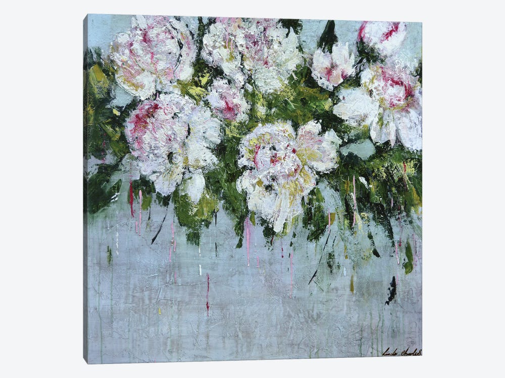 White Peonies by Linda Charles 1-piece Canvas Art