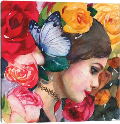 In The Rose Garden Canvas Art Print - Lioba Brückner