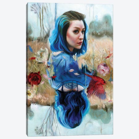 Blue Dragon Canvas Print #LIO7} by Lioba Brückner Canvas Wall Art