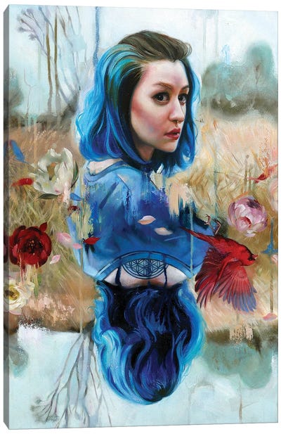 Blue Dragon Canvas Art Print - Lioba Brückner