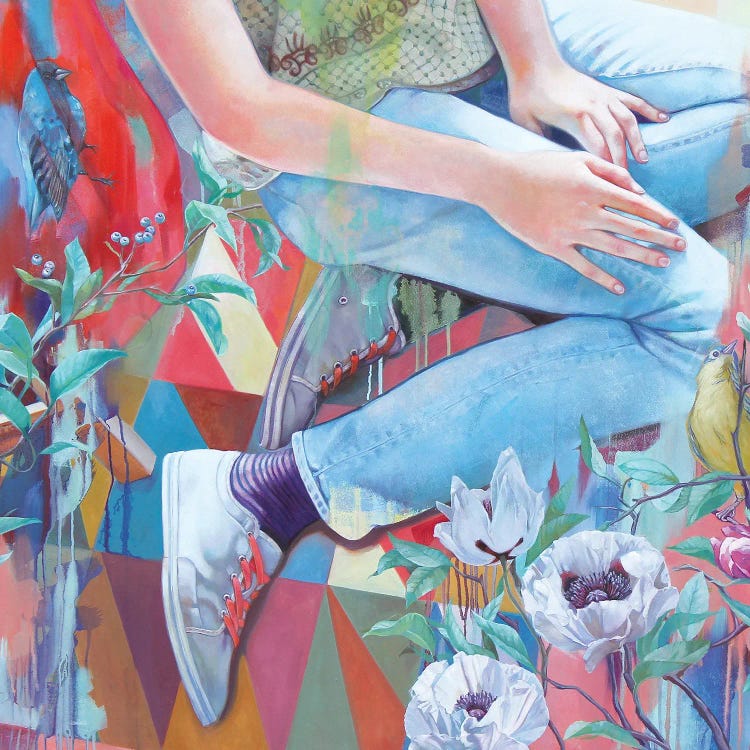 Bluebird And White Poppies by Lioba Brückner wall art