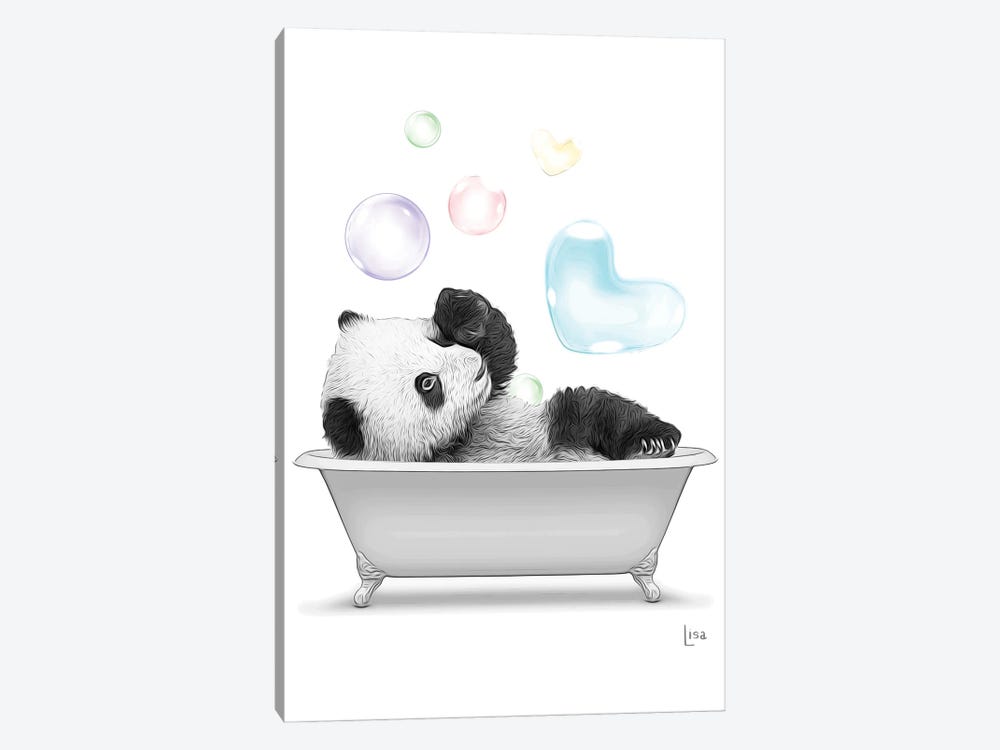 Panda In The Bath With Bubbles by Printable Lisa's Pets 1-piece Canvas Art
