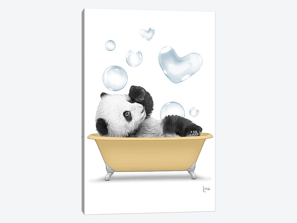 Panda In The Gold Bath With Bubbles by Printable Lisa's Pets 1-piece Art Print