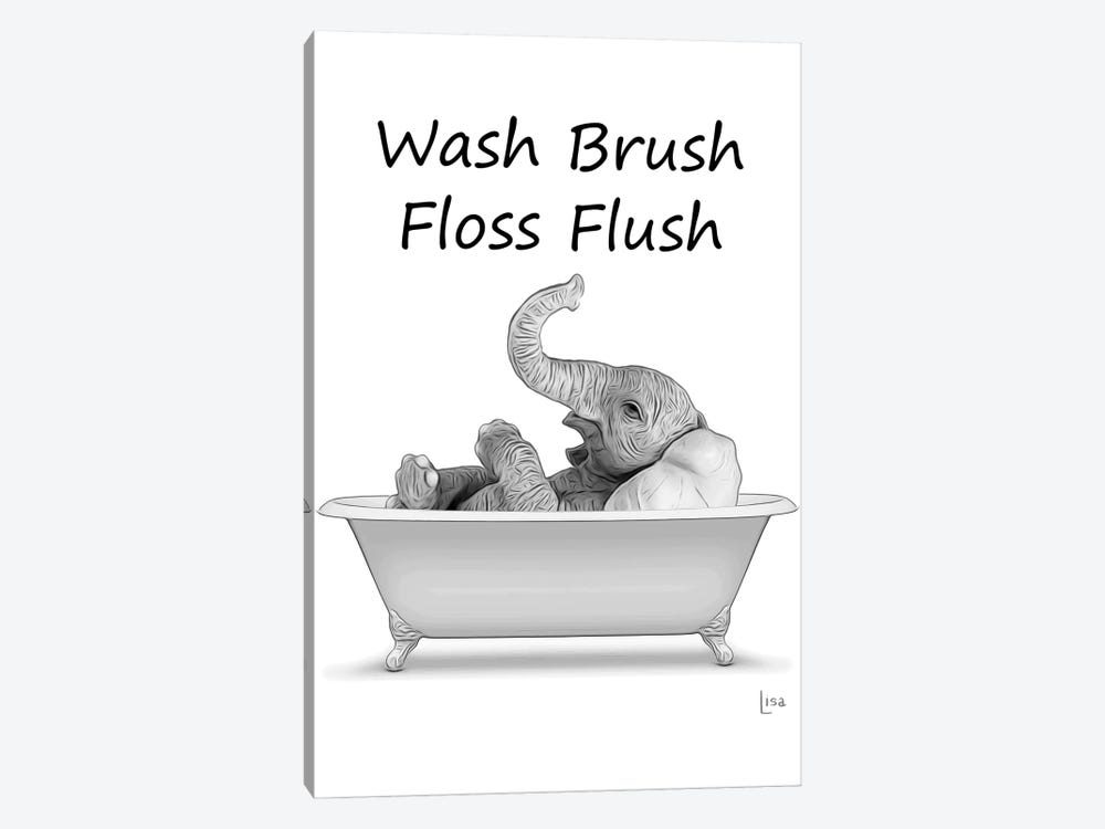Elephant - Wash Brush Floss Flush by Printable Lisa's Pets 1-piece Canvas Art