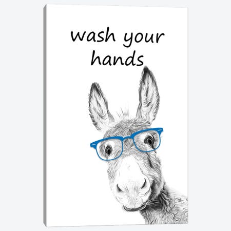 Donkey - Wash Your Hands Canvas Print #LIP106} by Printable Lisa's Pets Canvas Wall Art