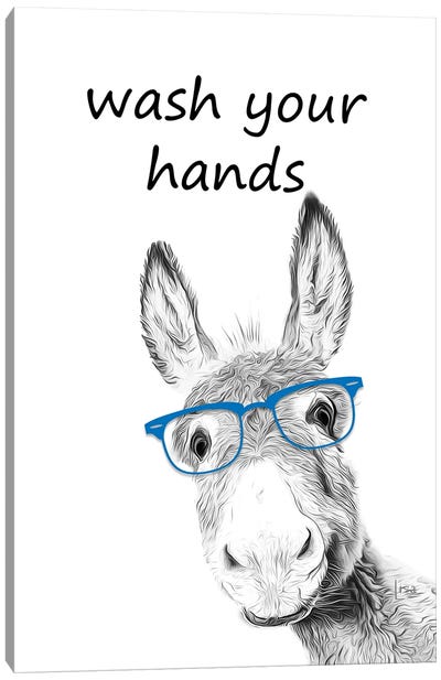 Donkey - Wash Your Hands Canvas Art Print - Printable Lisa's Pets