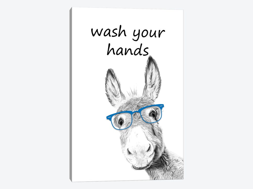 Donkey - Wash Your Hands by Printable Lisa's Pets 1-piece Canvas Wall Art