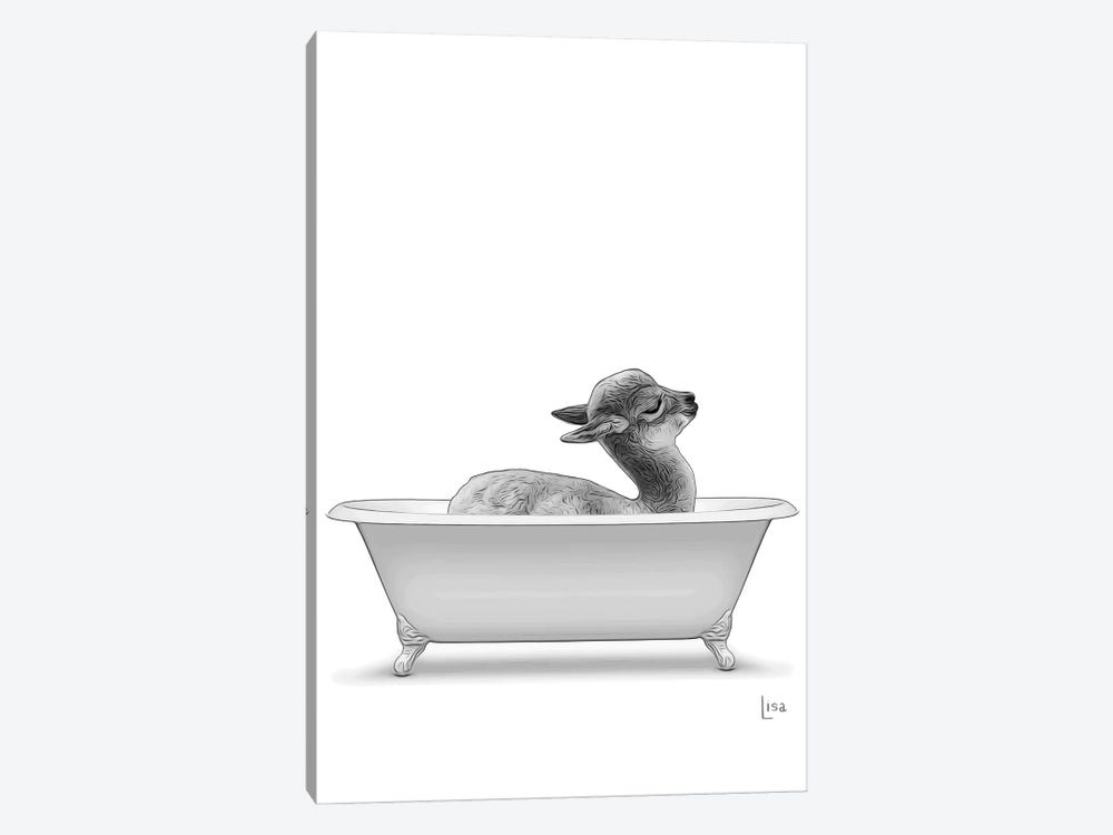 Llama In The Bath Bw by Printable Lisa's Pets 1-piece Art Print