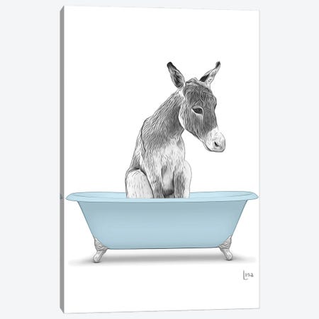 Donkey In The Blue Bath Canvas Print #LIP109} by Printable Lisa's Pets Art Print