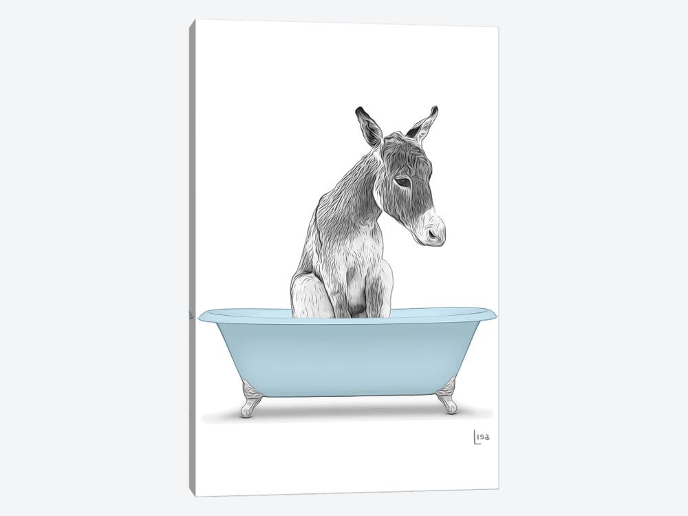 Donkey In The Blue Bath by Printable Lisa's Pets 1-piece Canvas Art Print